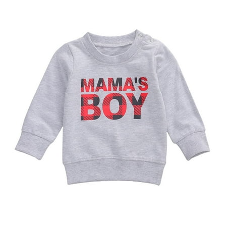 

Kiapeise Toddler Baby Boys Long Sleeve Sweatshirts Round Neck Letter Printed Casual Pullover Shirt Tops