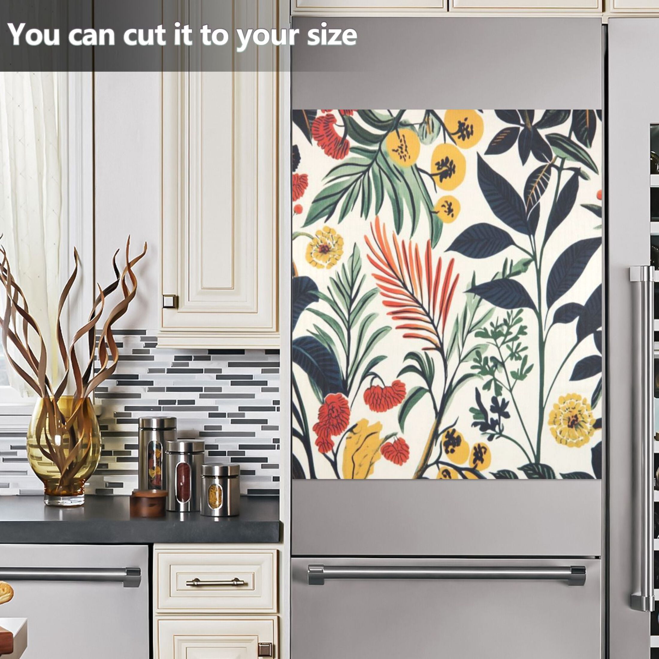 Dishwasher Magnetic Sticker 23x26 Inch Refrigerator Magnetic Sticker Washing Machine Magnetic Sticker Kitchen Panel Magnetic Sticker Home Decor Yellow Flower Cluster