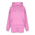 thumbnail image 6 of Women's Oversized Hoodie and Shorts Lounge Set Two Piece Outfit Pullover Sweatshirt with Pockets Comfy Drawstring Casual Solid Color Sweatsuit Homewear, 6 of 6