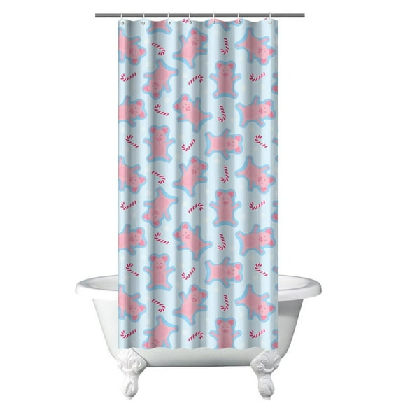 Cute Pig Print Shower Curtain - Farm Animal Cartoon Watercolor Funny Aesthetic Design, 36x72 Inch Waterproof Bathroom Curtain with Metal Grommets & 12 Hooks