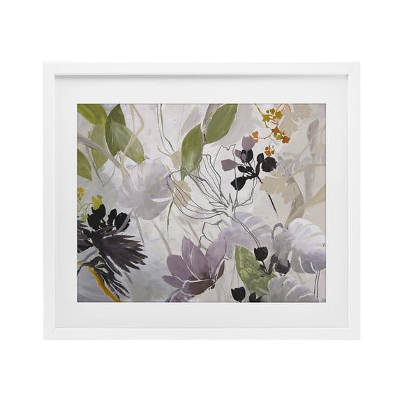 Soft Spring Organic Flora White Framed Print Under Glass, design by Design Fabrikken