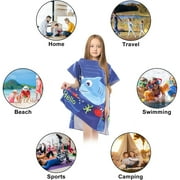 Hooded Bath Towel for Kids, Quick Dry Poncho Beach Towel for Boys Girls 2-4 Years Old(Blue)