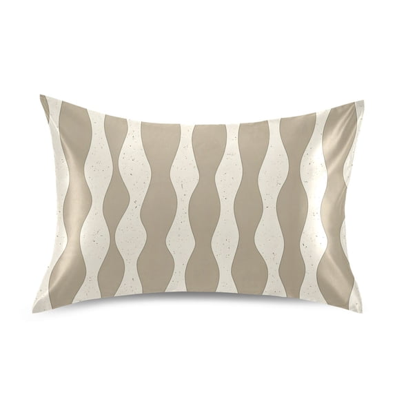 Wavy Cream Pattern Pillowcase Standard Size Luxury Silky Soft Wrinkle Resistant Envelope Closure 20x26in