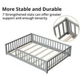 thumbnail image 4 of Full Floor Bed for Kids Toddlers, Multifunctional Montessori Bed Frame with Safety Guardrails and Wood Slats, Without Door, Easy Assemble, Grey, 4 of 7