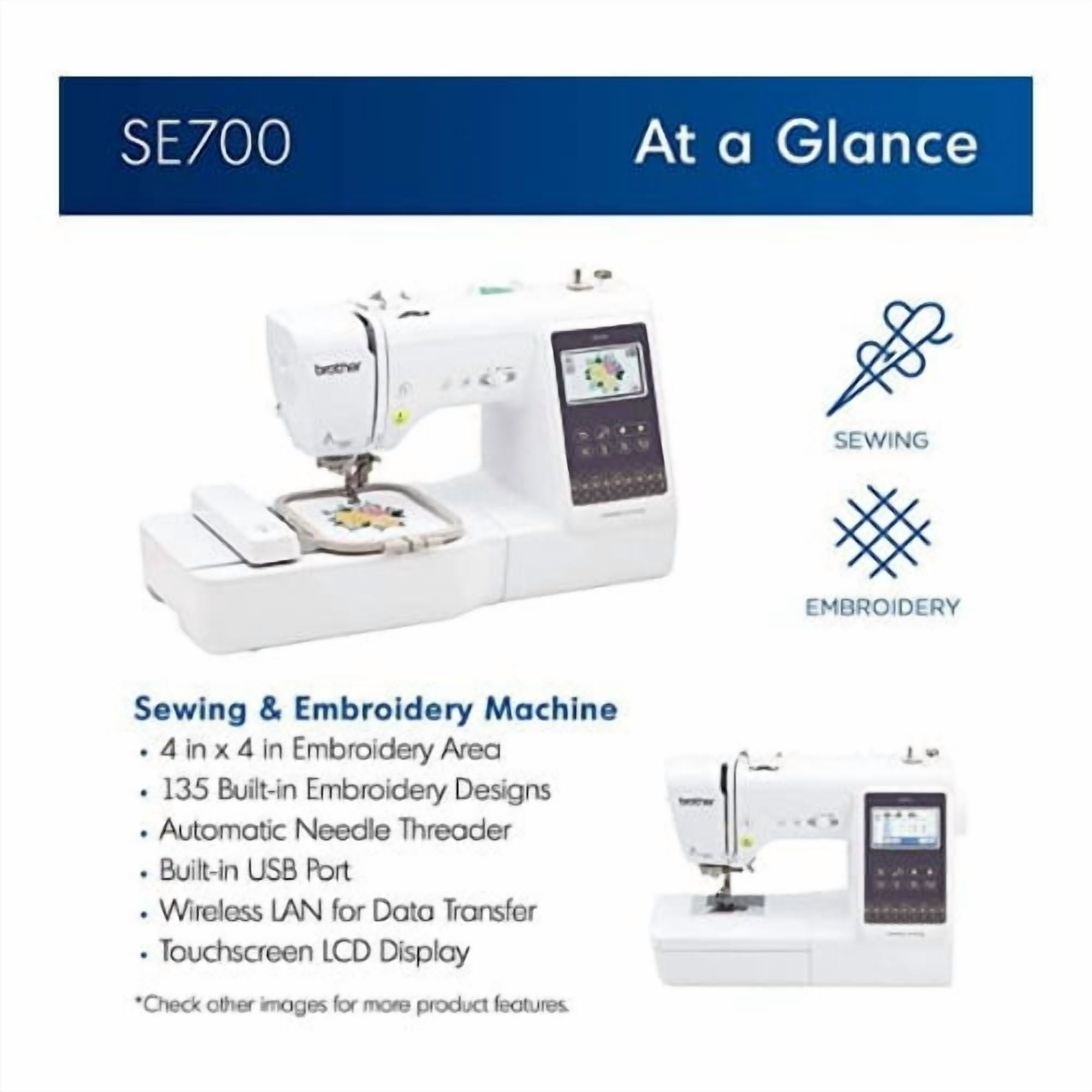 Brother SE700 Elite Computerized LCD Touchscreen Sewing and Embroidery Machine Bundle with Thread Set (2 Items)