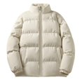 thumbnail image 3 of Abrigo de algodón de invierno para mujer, Chaqueta de algodón gruesa acolchada cálida resistente al frío, abrigo a prueba de viento de manga larga con cuello levantado, abrigo para exteriores Unisex, 3 of 5