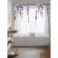 thumbnail image 3 of Purple Eucalyptus Leaves Curtains 72 Inch Length,Sheer Curtains for Bedroom Living Room Window Watercolor Summer Botanical Rod Pocket Voile Drapes Kitchen Curtains Small Half Window 52"x72" 2 Panels, 3 of 7