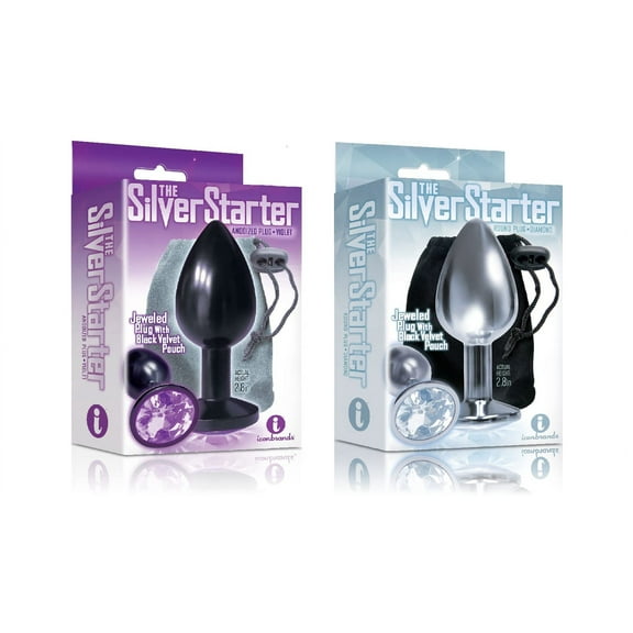 Sexy Gift Set Bundle of The Silver Starter, Bejeweled Annodized Stainless Steel Plug, Violet and Icon Brands The Silver Starter, Bejeweled Stainless Steel Plug, Diamond