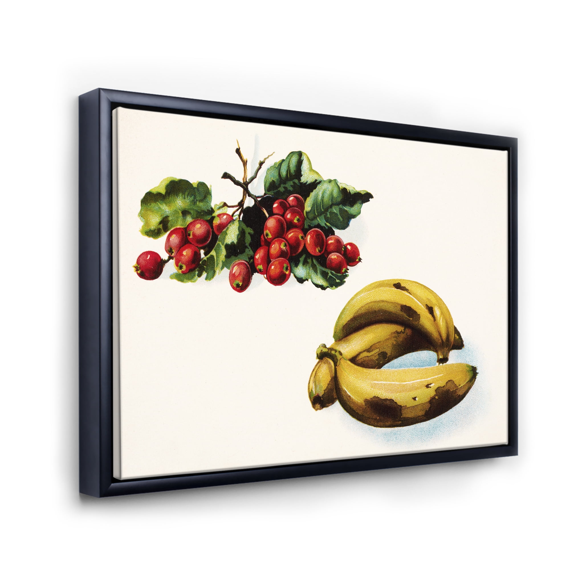 Designart 'Red Berries and Banana' Farmhouse Framed Canvas Wall Art Print