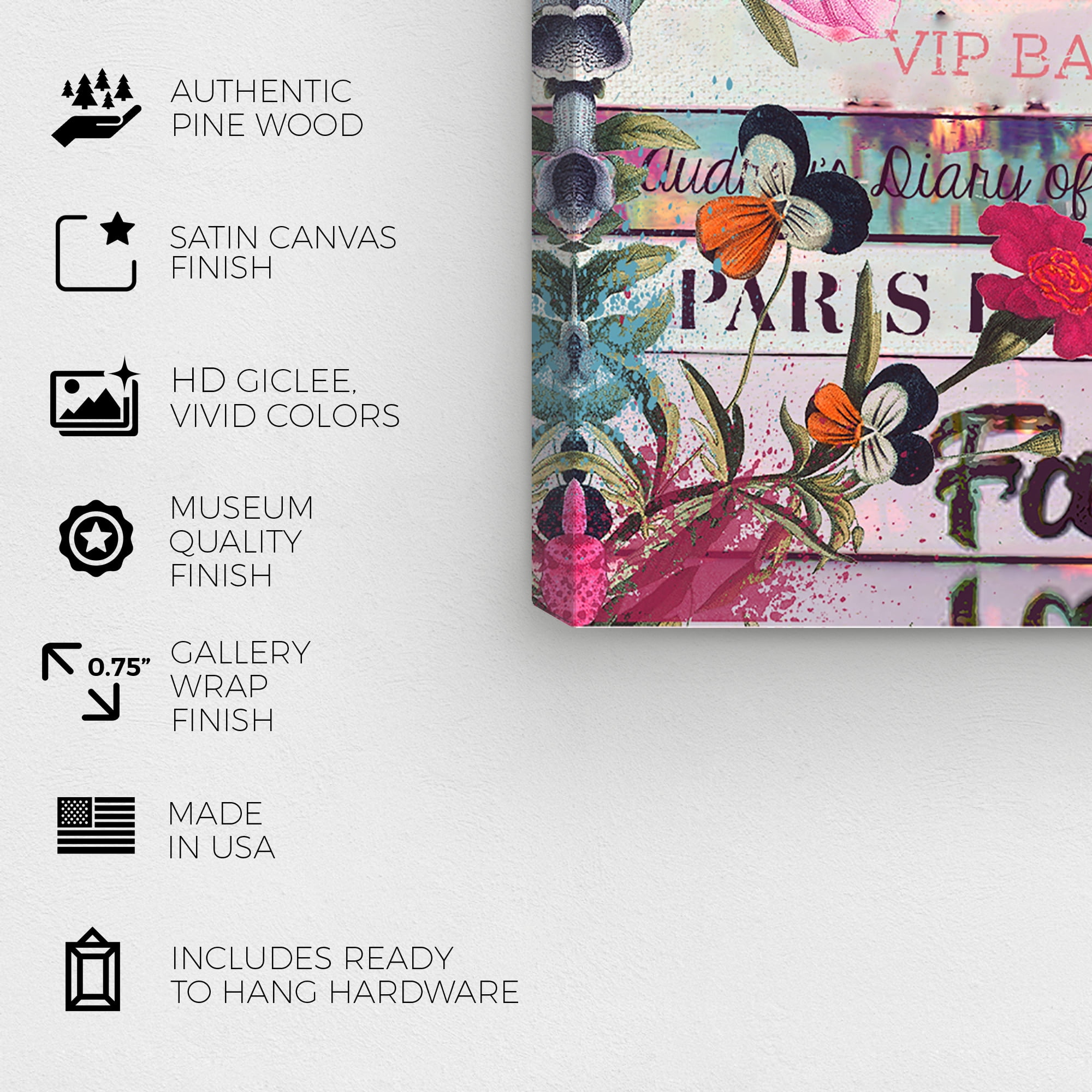 Wynwood Studio Fashion and Glam Modern Canvas Art - Bookstack Pink Flower On Top, Wall Art for Living Room, Bedroom, and Bathroom, 12 in x 12, Pink and Blue Home Decor