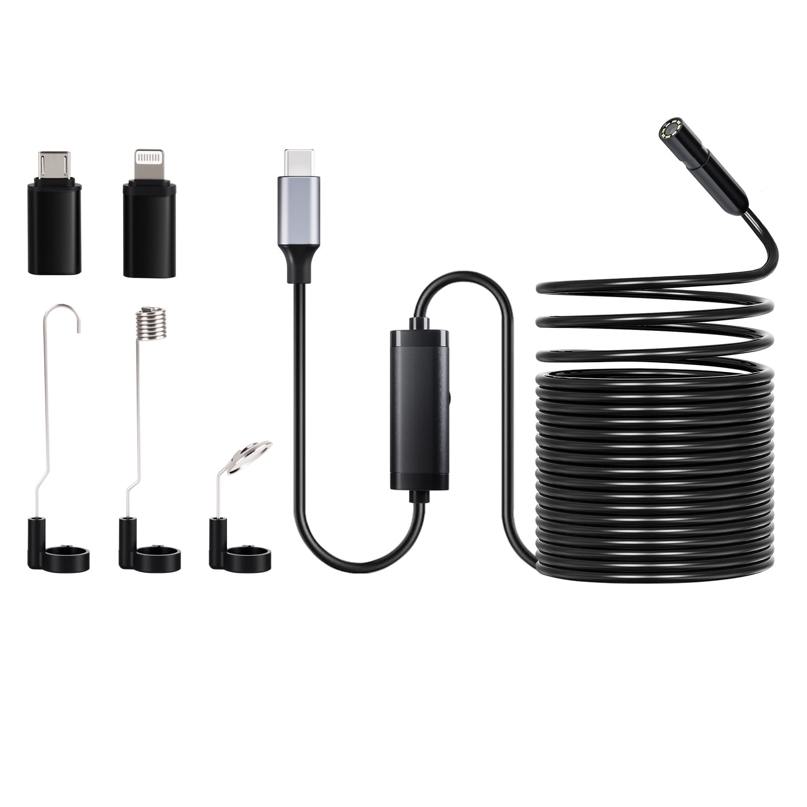 VEVOR Endoscope Camera with 49.2FT Semi-Rigid Cable, 1920P HD Borescope for Android & IOS, Industrial Inspection Camera with Light - 8 LED, 2X Zoom, IP67 Waterproof Snake Camera for Auto, Plumbing