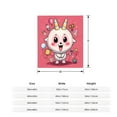 thumbnail image 5 of Cute Cartoon Character Flannel Blanket - Soft Warm and Cozy for Sofa Travel Bed Chair - Whimsical Design with Colorful Horns, 5 of 7