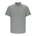 thumbnail image 5 of BXINGOHAI Men's Knit Shirt Short Sleeve Crew Neck Casual Summer Fit Hollow Out Solid Color Knitted Shirts Gray,M, 5 of 7