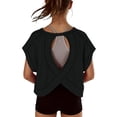 thumbnail image 7 of enyan Girls T Shirts Ruffle Short Sleeve Summer Pleated Crewneck Casual Tops Tees Blouses Girls Summer Tops,Black,13-14 Years, 7 of 7