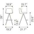 thumbnail image 4 of Aki Counter Stool Set of 2 White Faux Leather Black Legs Kitchen Bar Seating, 4 of 10