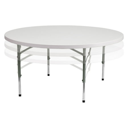 Flash Furniture 5-Foot Round Height Adjustable Granite White Plastic Folding Table