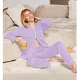thumbnail image 2 of Ekouaer Womens Pajama Sets 100% Cotton Long Sleeve Sleepwear Super Soft Button Up Pjs Winter Two Piece Loungewear Set, 2 of 6