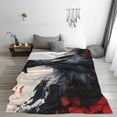 thumbnail image 5 of Bingfone Red Black Ink Style Bald Eagle Print Flannel Fleece Blanket Throw Blanket for Bed,Sofa,Couch,Travel,Camping(80"x60" ), 5 of 8