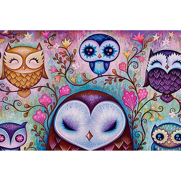 Cuadros Decorativos (DF3869) 5D DIY completo taladro diamante pintura búho bordado mosaico Kit dormitorio decoración 20X30cm Ehuebsd embutido en tela