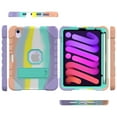 thumbnail image 3 of Dteck iPad Mini 6 Case with Screen Protector, iPad Mini 6th Generation Case for Kids, Heavy Duty Shockproof Rugged Cover with Pencil Holder Kickstand for iPad Mini 6th Gen 8.3 inch 2021, Rainbow A, 3 of 6