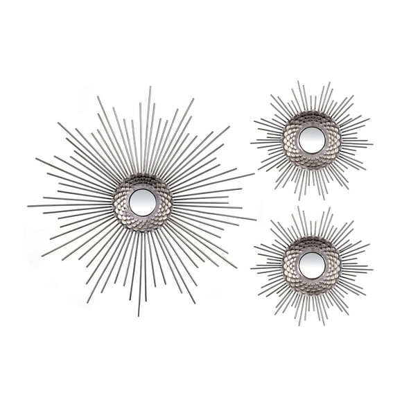 Stratton Home Decor Ensemble Moderne de 3 Décorations Murales Starburst Argentées