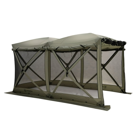 Gazelle Tents™ Tandem Gazebo, Easy Pop-Up Hub Screen Tent, Durable, TriTech Mesh, Waterproof, UV Resistant, 10-Person, Agave Green, 89" x 86" x 156", GG800AG