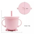 thumbnail image 2 of Homoyoyo 1Pc Spill Proof Pink Drinking Water Bottle Silica Gel Cup with Lid for Everyday Use, 2 of 8