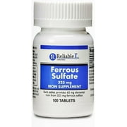 Reliable 1 Laboratories Ferrous Sulfate 325 mg Iron supplement Tablets, 100 Ea, 2 Pack