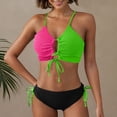 thumbnail image 1 of Traje de baño para mujer, moda femenina, bikini de dos piezas con tirantes en contraste de color dividido, trajes de baño para mujer, conjuntos de bikini para mujer, trajes de baño bikini para mujer, 1 of 7