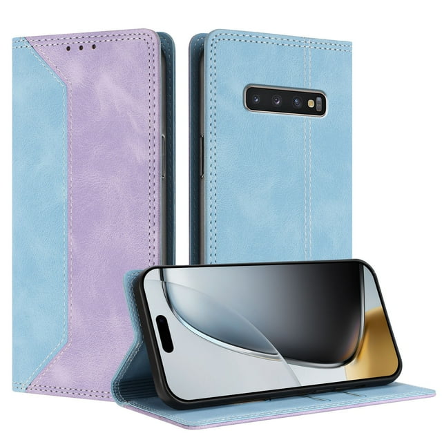 Funda FOXDOCK para Samsung Galaxy S10 Plus de Cuero Premium Bicolor con Ranuras RFID, Carcasa Tipo Billetera Antigolpes y Soporte Plegable
