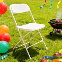 Set of 10 White Plastic Folding Chairs, Comfortable Event Chair Easy to Use and Store, 350LB Weight Capacity Folding Chair for Home Office BBQ Indoor Outdoor Gatherings