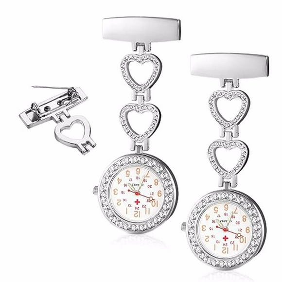 VONKY 2x Waterproof Pocket Watch For Nurses Stable Fixture And Lapel Hanging Accurate White 2Set