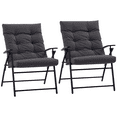 thumbnail image 1 of Outsunny Chaises Pliantes d'Extérieur, Ensemble de 2, Chaises de Camping Rembourrées, Gris, 1 of 10