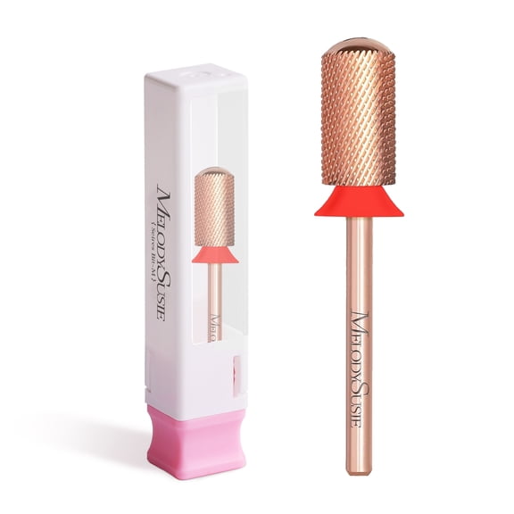 MelodySusie Safety Nail Drill Bit, 3/32'' Smooth Top Large Barrel Carbide Bit for Manicure Pedicure, Rose Gold