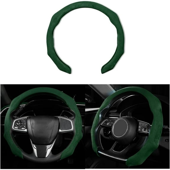 Car Steering Wheel Cover, Suede Sport Vehicle Steering Wheel Protector Fitting 15 Inch, Non-Slip Comfortable Automotive Interior Decoration Accessories, Universal for Most Cars