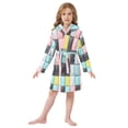 thumbnail image 6 of FORMRS Niños Bathrobe Unisex Hooded Robe Soft Plush Pajamas Sleepwear, Size 4-6T, Gray Checkered Pattern, 6 of 7