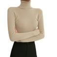 thumbnail image 2 of Multi-color Womens Tops Womens Turtleneck Long Sleeved Leggings Autumn Winter 2025 Tight Knit Sweater with A Slim Black Pullover Underneath The Lapel Going Out Tops for Women, 2 of 4