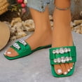 thumbnail image 6 of Women Flat Slippers Summer Trendy Color-Block Casual Odor-Resistant Flip Flops Beach Vacation Sandals Green, 6 of 9