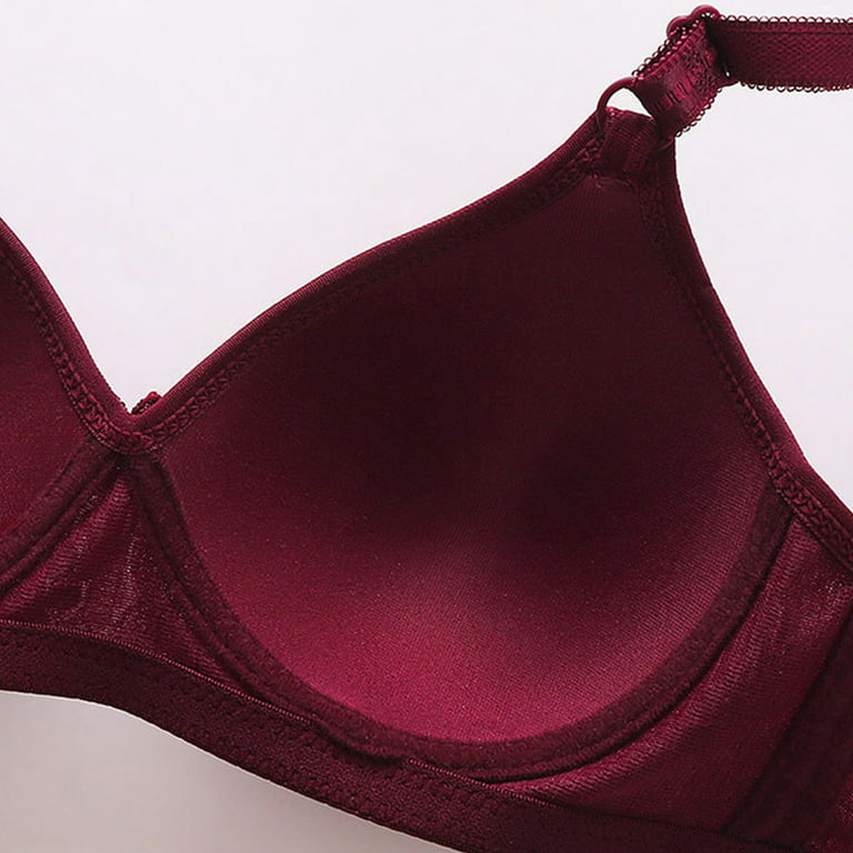Odeerbi Lounge Bras for Women 2024 No Underwire Push Up Comfortable Lace  Breathable Underwear Burgundy 