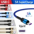 thumbnail image 1 of Cagogo 4Pcs USB C Cable, 5A Fast Charging Nylon Braided USB 3.0 Cable for Phone, Durable 1Meter Type C Charger Cord for Android Phone Tablet, High Speed Data Sync Charging Cable for Home Office Car, 1 of 9