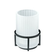 Better Homes & Gardens Ribbed Glass and Metal Toothbrush Holder, White with Black Accents