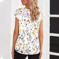 thumbnail image 5 of GNFQXSS Women Tropical Print V Neck Short Sleeve Blouse Bohemian Lightweight Breathable Pullover Top For Vacation White S, 5 of 7