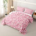 thumbnail image 3 of Erosebridal Flower Strip Quilt Full,Pink Wildflower Pattern Full Bedspread Sets For Girls,3pcs, 3 of 7