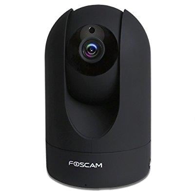 foscam home security camera, r2 full hd 1080p wifi ip camera with real-time 1080p video at 25fps, pan tilt 8x digital zoom, optional cloud service available, rubber black