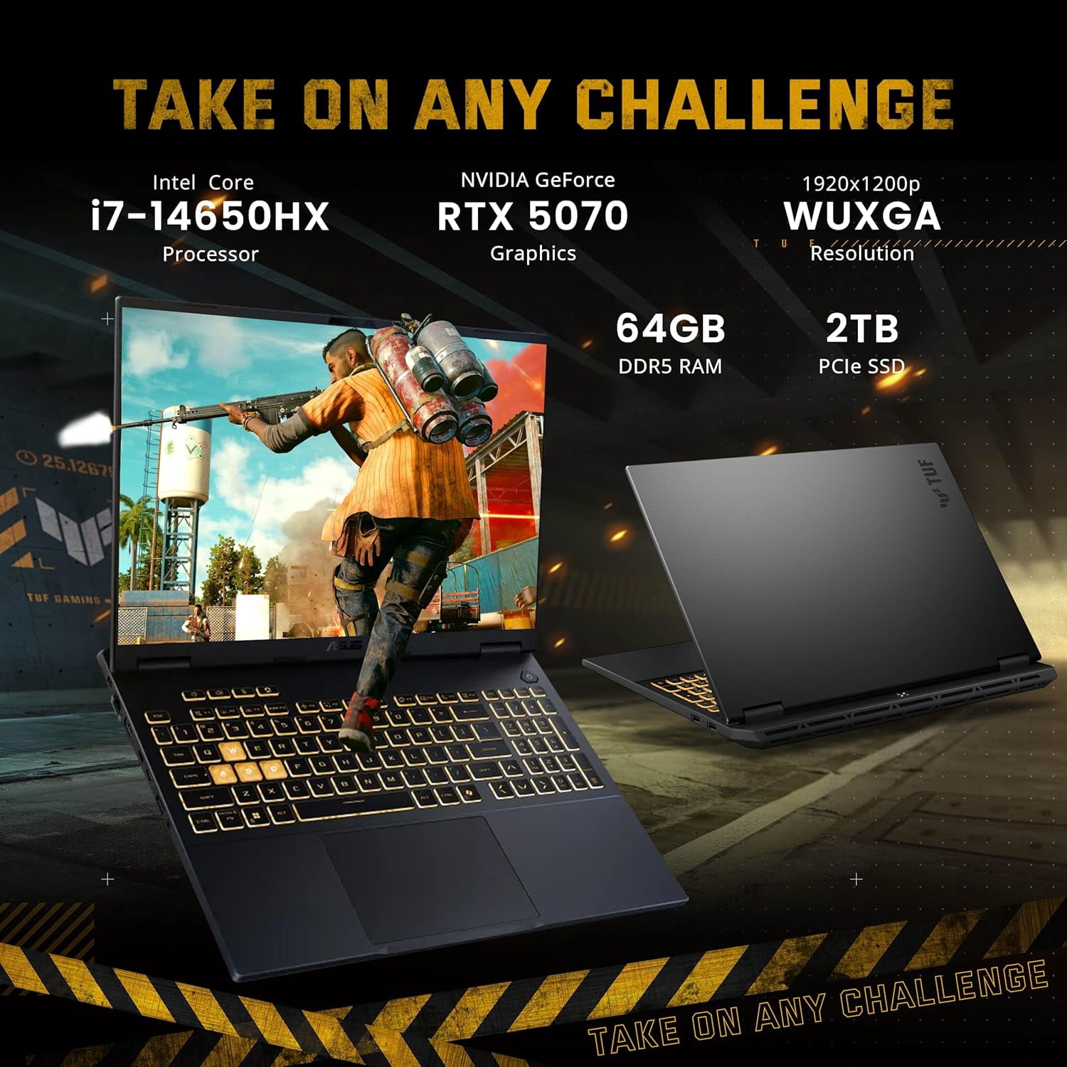ASUS TUF F16 16" WUXGA 165Hz Gaming Laptop, Intel i7-14650HX, NVIDIA GeForce RTX 5070 8GB, 64GB DDR5, 2TB SSD, RGB Backlit Keyboard, 1080p IR Camera, Wi-Fi 6E, Win 11, Gray, 1TB Docking Station Set