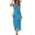 thumbnail image 2 of Light Blue Bandana Dress Fashion Boho Beach Long Dresses Female Party Printed Maxi Dress, 2 of 9