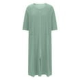 thumbnail image 5 of Cottons Robe Women Women Robes Zipper Front Short Sleeve Full Length Housecoat with Pockets Long Loungewear S-13 A-Green XL, 5 of 7