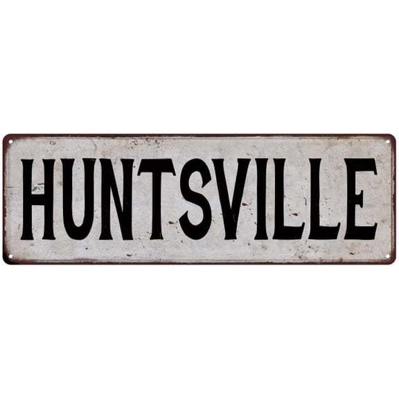 HUNTSVILLE Vintage Look Rustic Metal City State Sign 8 x 24 Matte Finish Metal 108240041287