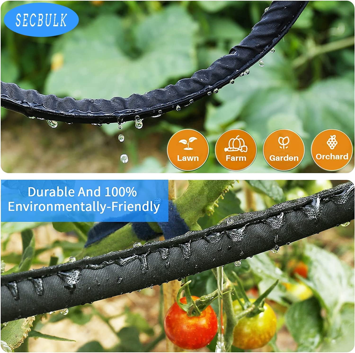 Flat Soaker Hose for Garden Beds 10 25 50 75 ft, 50" Short Linkable Drip Irrigation Hose Save 80% Water, Leakproof Watering Hose with Holes