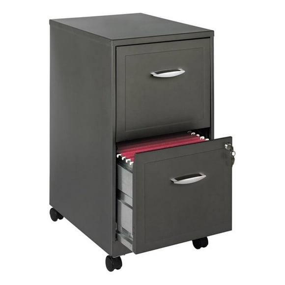 Scranton & Co Classeur Vertical Intelligent Mobile Moderne en Métal à 2 Tiroirs, Gris